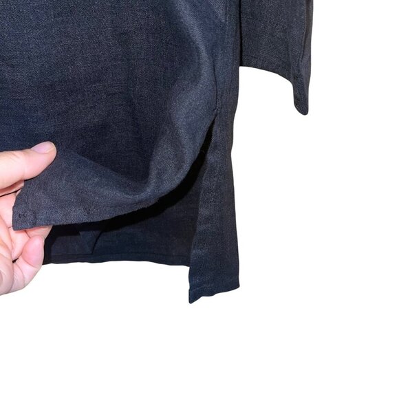 Flax Womens Top Size Small Black V Neck Side Slits Casual Pure Linen Lithuania - Picture 4 of 8